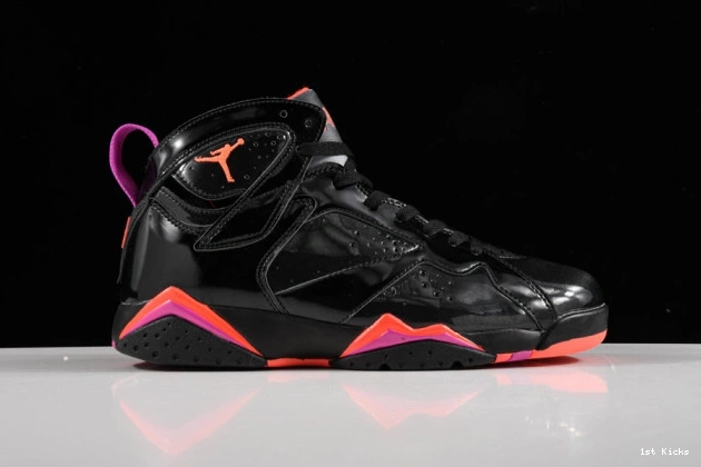 1st Kicks Jordan 7 Black Air Patent 313358-006 Retro 0816